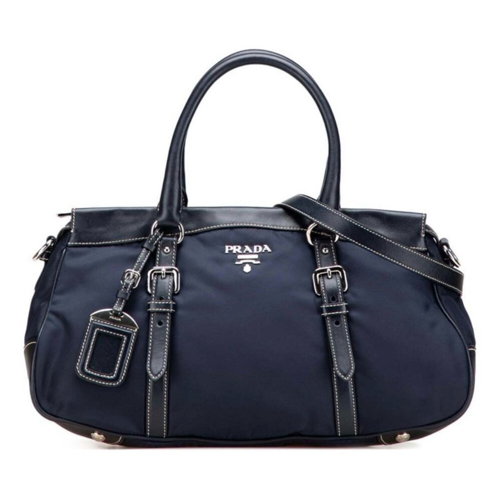 PRADA Nylon Leather 2 Way Shoulder/Top Handle Bag Navy Crossbody (NWOT)